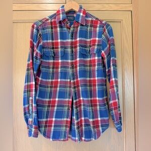 Polo  Ralph Lauren Red and Blue Casual Button Down Shirt Plaid Cotton / XSM